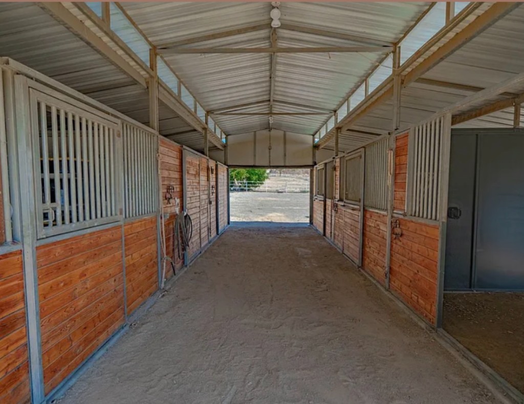 Interior aisle of the horse barn